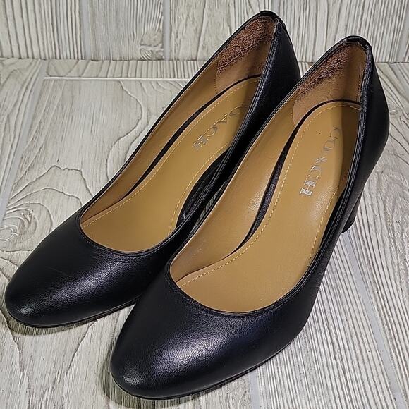 Coach Black Leather Black Heel Pumps Womens Size 7 - Picture 11 of 14